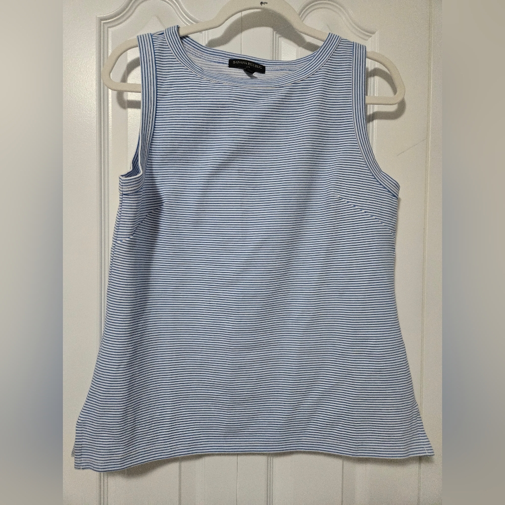 Banana Republic Blue and White Striped Tank Top